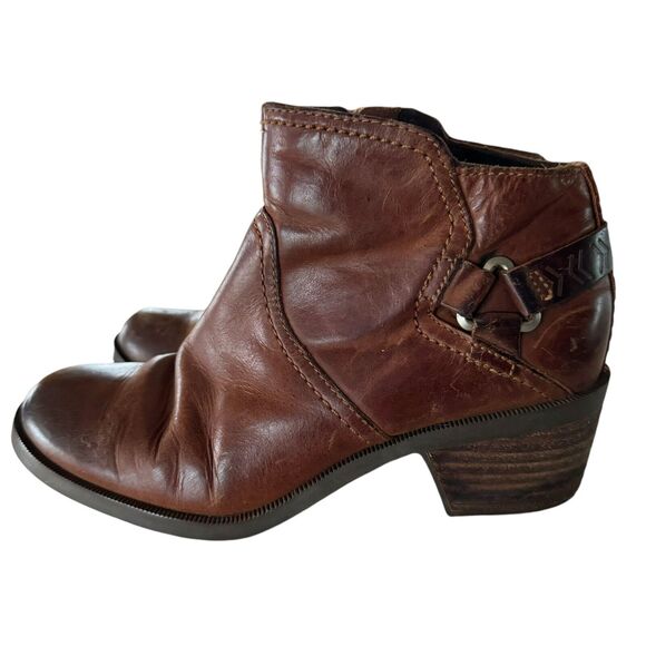 Teva Shoes - Teva Womens Foxy Ankle Boots Brown Leather Block Heels Almond Toe Side Zip 6